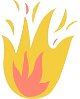 Illustration of a fire symbolizing a psoriasis flare-up